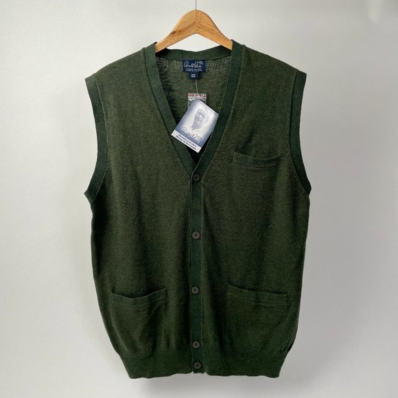 Arnold Palmer Washable Wool Blend Button Up Vest, Forest Green, Size M - Picture 1 of 16